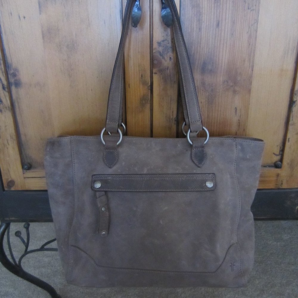 Frye Melissa Zip Grey Leather Tote